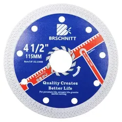 Diamant Trennscheibe 115mm Turbo Mesh für Hart Keramik Porzellan Fliesen Granit