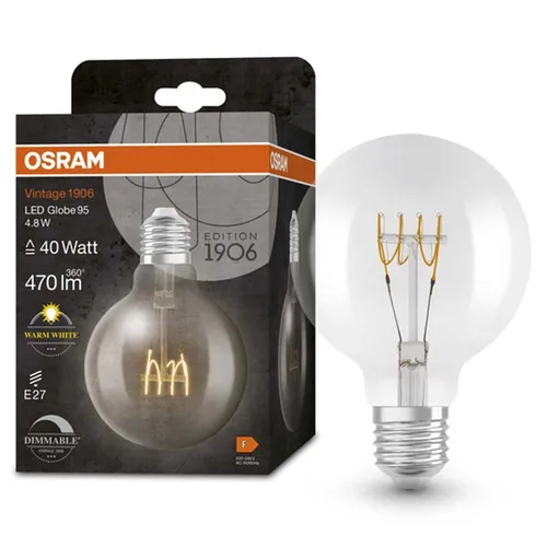 Osram LED Spiral Filament G95 Globe 4,8W = 40W E27 klar 470lm 2700K DIMMBAR
