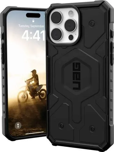 Urban Armor Gear Pathfinder MagSafe Case für iPhone 16 Pro Max - Schwarz - Standard Handyhüllen mit MagSafe-Kompatibilität, ultraleichtem Design und stoßfestem Schutz für Abenteuer und Action.