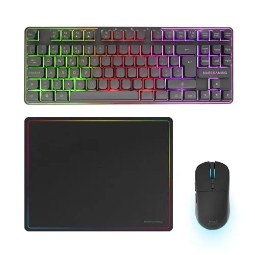 Mars Gaming MCPWTKLPT Kabellose Gaming-Tastatur mit RGB-LED