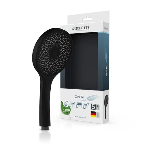 SCHÜTTE CAPRI Handbrause, Schwarz matt - Duschköpfe mit innovativer Samtstrahl-Technologie für zarten Wassernebel und luxuriösen Duschkomfort.