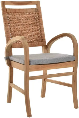 Krines Home Esszimmersessel Teakstuhl mit Polster in beige von Krines Home