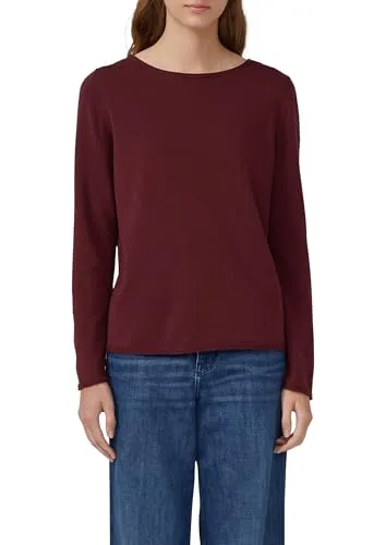 s.Oliver Langarmshirt mit Rollkanten - Rundhalsshirt für vielseitige Styles, aus bequemer Baumwollmischung, ideal für Büro und Freizeit, taillenbedeckend und vielseitig kombinierbar.