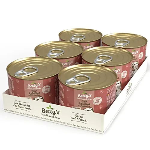 Betty's Landhausküche Hund Geflügel & Wild mit Preiselbeeren 6 x 200 g Für alle Hunderassen geeignet Hohe Bioverfügbarkeit Wir achten auf Beste Qualität