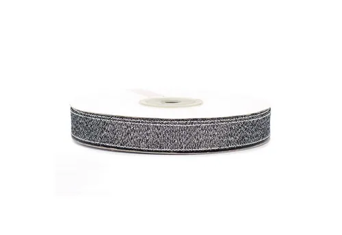 Creativery Geschenkband, Glitzerband 12mm x 32m Rolle Schwarz / Silber