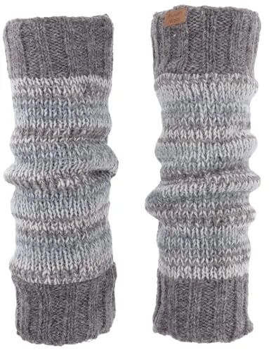 GURU SHOP Wollstulpen aus Nepal - Beinstulpen aus Schurwolle in Grau - Stilvolle Stulpen aus handgestrickter Schurwolle mit weichem Fleece-Futter, ideal für kalte Tage und perfekt für Yoga oder gemütliche Stunden zu Hause.