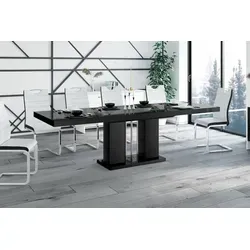 Design Esstisch HLE-111 Hochglanz ausziehbar Tisch Esszimmer 160 - 256 - Schwarz