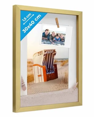 PHOTOLINI 3D Bilderrahmen 30x40 Gold, tief und befüllbar in gold von Photolini