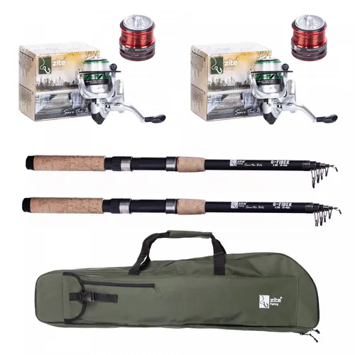 Angelset Forelle 2xTeleskoprute 2,4m - Angelruten & Rollen Sets, perfekt für Süßwasserangeln mit ausziehbaren und tragbaren Ruten für alle Süßwasserfische.