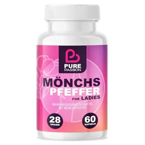 Pure Passion® Mönchspfeffer hochdosiert – 5:1 Premium Extrakt für Frauen - Pflege für Schwangere & Stillende: Hochwertige Mönchspfeffer Kapseln unterstützen das natürliche Gleichgewicht und sind ideal für Frauen in verschiedenen Lebensphasen. Made in Germany.