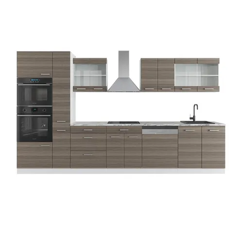 Vicco Küchenzeile R-Line 350 cm in Weiß Edelgrau - Küchenzeilen mit hochwertiger Verarbeitung für hohen Komfort und Pflegeleichtigkeit. Variabel aufstellbar, ideal zur individuellen Gestaltung Ihrer Küche.