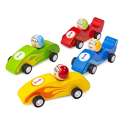 Bigjigs Toys Rückzieh-Rennwagen (Der Lieferumfang umfasst nur EIN Stück)
