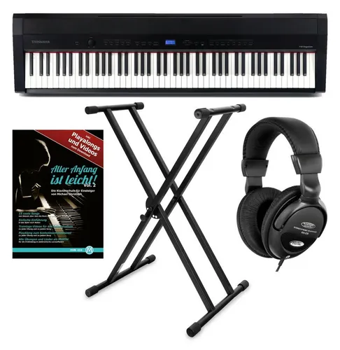 Steinmayer P-60 SM Stagepiano Set Schwarz - Professionelles Stagepiano mit 88 echten Hammertasten, ideal für Bühnenauftritte. Inklusive X-Keyboardständer, Kopfhörer und Klavierschule für den perfekten Start!