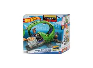 Mattel HKX39 - Hot Wheels - City - Aligatorangriff Looping - Spielset mit einem Fahrtzeug, Rennbahn mit Looping