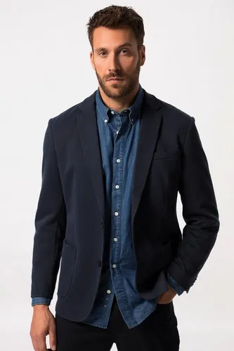 JP1880 Sakko Business Revers blau|schwarz 68 - Modisches Sakko aus hochwertigem Materialmix mit Reverskragen. Ideal für den stilvollen Auftritt im Büro oder bei besonderen Anlässen. Größe 68, unifarben in navy blau.
