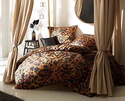Bettwäsche mit Stil Mako Satin Leopard braun (155x200 + 80x80 cm)