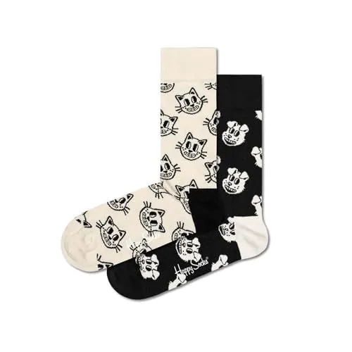 Happy Socks 2-PACK PETS SOCKS GIFT SET 41-46 - Geschenkbox mit hochwertigen Sportsocken im Tierdesign, perfekt für Tierliebhaber und als originelles Geschenk.