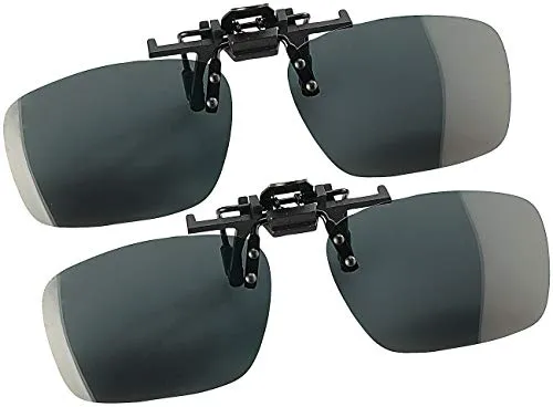 Speeron Aufstecksonnenbrille: 2er-Set Sonnenbrillen-Clips Fashion für Brillenträger, polarisiert (Sonnenbrille Clip, Optische Sonnenbrille Damen, Brillenaufsatz)
