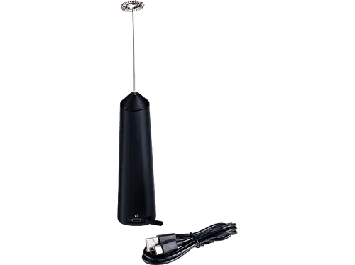 TCHIBO Akku-Stabmilchaufschäumer Silber/Schwarz - Stab-Milchaufschäumer für cremigen Milchschaum, akkubetrieben für flexible Nutzung, mit abnehmbarem Edelstahlquirl und praktischer LED-Ladestandanzeige.