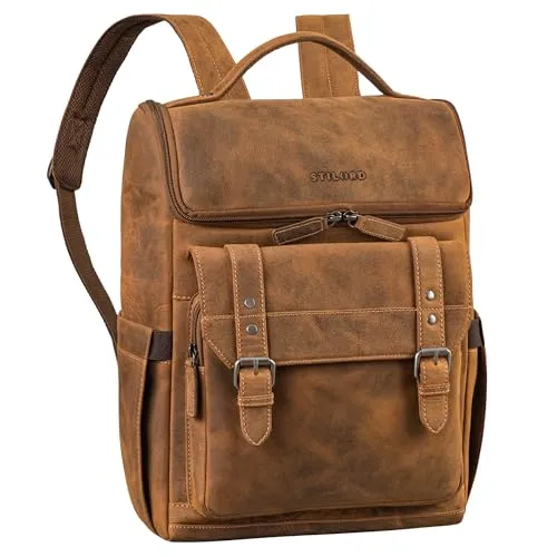STILORD 'Gian' Rucksack - Eleganter Leder Laptoprucksack 15.6-16 Zoll - Hochwertiger Rucksack aus Echtleder, ideal für Büro, Uni und Reisen. Mit intelligentem Stauraum und gepolstertem Laptopfach für maximalen Komfort.