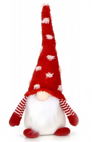Bubble-Store Weihnachtswichtel sitzend rot/weiß - Zauberhafter Weihnachtswichtel aus hochwertigen Textilien, handgearbeitet für ein gemütliches Ambiente. Ideal als Weihnachtsdekoration oder Geschenk. Maße: ca. 33 x 16 x 11,5 cm.