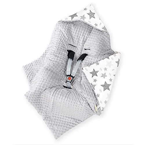 Amilian Baby Einschlagdecke mit Kapuze 90×90 cm – universell für Babyschale, Kinderwagen & Buggy - Vielseitige Babydecke mit Kapuze, ideal für alle Jahreszeiten. Die doppelseitige Decke bietet Wärme im Winter und Feuchtigkeitsregulierung im Sommer – perfekt für Neugeborene bis 6 Monate.