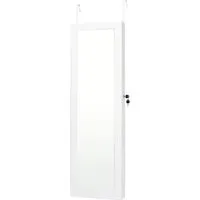 Costway Schmuckschrank mit Ganzkörperspiegel für Ringe 120 cm Weiß