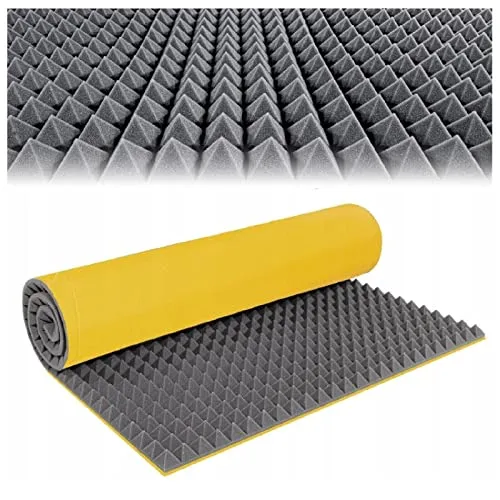 Dämmmatte Pyramiden Dämmung Noppenschaumstoff Akustikschaumstoff Selbstklebend Schallschutz Isolierung Schaumpyramide für Tonstudio 200x100 cm (Stärke 4 cm)