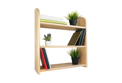 Prima-Online Wandregal 3 Etagen aus Kiefer - Wandregal mit 3 Ablageflächen, ideal für Bücher und Dekoration, in eleganter, farblos lackierter Ausführung für jedes Zuhause