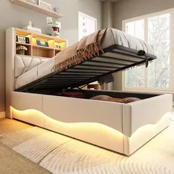 OKWISH Stauraumbett mit Regal und Schubladen – 160x200 cm