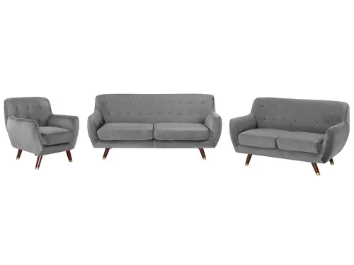 Produktbild Beliani Modernes Sofa Set mit Sessel aus Samtstoff in Grau Bodo