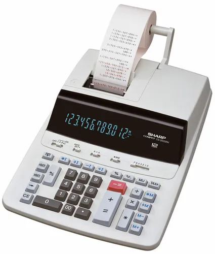 SHARP CS-2635RH-GYSE - Druckfähiger Tischrechner lichtgrau, schnelle Berechnungen und direkte Ausdrucke für effiziente Büroarbeiten
