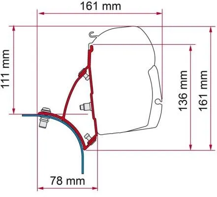 Fiamma F45 Adapter für VW T5/T6 mit Aufstelldach, schwarz