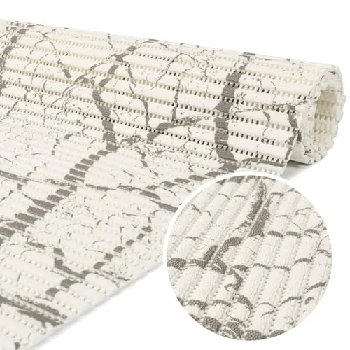 ANRO Weichschaummatte Badematte Bad Dusche WC Vorleger Teppich Antirutsch Badläufer Marmor Grau Weiß 120x65cm