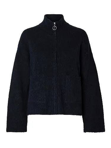 Selected Strickjacke SLFSIA RAS - Elegante Strickjacke in Saphirblau - Moderne Strickjacke aus recycelter Wolle und Alpakawolle, ideal für stilvolle Looks und angenehme Wärme. Perfekt für jede Gelegenheit.