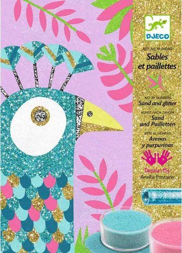 DJECO Sand- und Glitzerbilder: Schillernde Vögel von Djeco