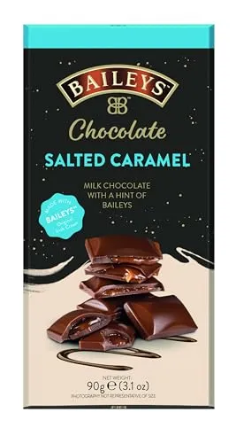 Baileys Chocolate Salted Caramel Bar | 1 x 90 g | zartschmelzende Schokoladentafel | gefüllt mit Baileys Likör und gesalzenem Karamell