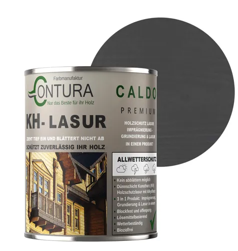 Contura KH Lasur 2,5Liter 3in1 Holzlasur Holzschutzlasur UV- Holzschutz Holzöl Dünnschichtlasur - R07015 Anthrazit
