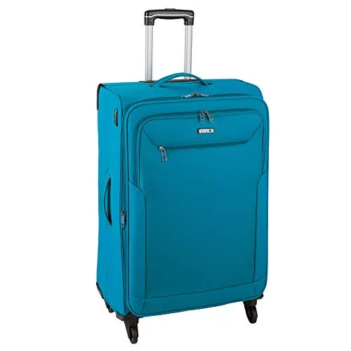 D&N Travel Line 6804 Koffer, 76 cm, 98L, Petrol - Koffer 76 cm mit 4 leichtlaufenden Rollen, arretierbarem Teleskopgestänge und praktischer Innenausstattung für optimales Packen.