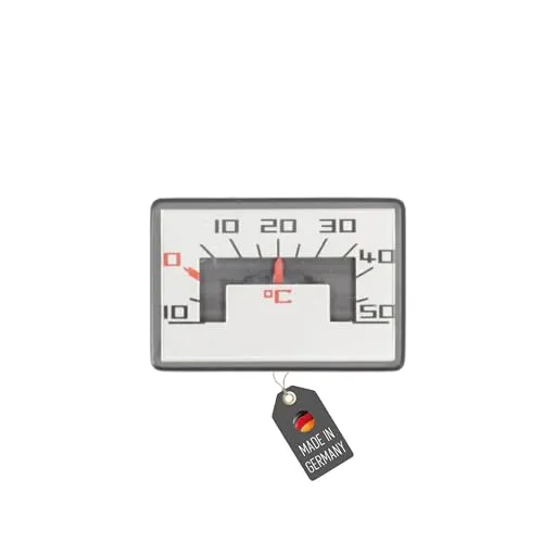 Lantelme Autothermometer mit Magnet und Klebepad Temperaturbereich -10°C bis 50°C Analog | Schwarz mit silberner Anzeige Leicht ablesbar | Thermometer für PKW LKW Wohnmobil Auto Wohnwagen