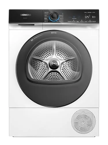 Siemens WQ46B2D0AM iQ700, Wärmepumpentrockner 9 kg, Selbstreinigender Kondensator, schonendes Trocknen, intelligentDry, Halbe Beladung, Knitterschutz, Home Connect, Trommelinnenbeleuchtung, Weiß