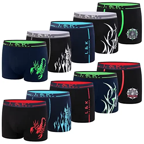 L&K 10er Pack Herren Boxershorts Men Retroshorts von LK