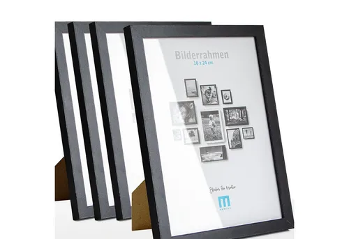 M MERCEO Bilderrahmen, 4er Set 18x24cm Bilderrahmen in schwarz (MDF, Acrylglas, aufstellbar)