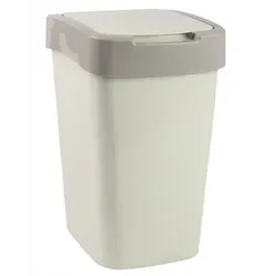 Abfalleimer 45L Mülleimer Kunststof Verschließbarer Abfalleimer mit Deckel - Beige