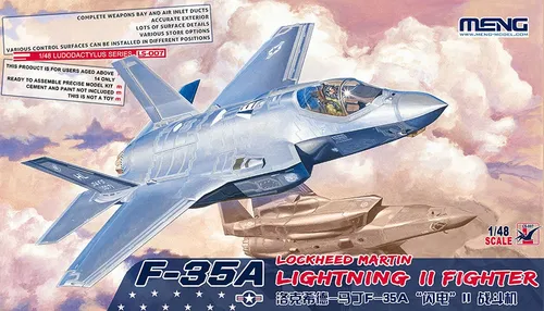 Meng Model 1/48 LS-007 Lightning II F-35A Lockheed Martin Modellbausatz - Modellbausatz für das Militärflugzeug F-35A, präzise Detailtreue im Maßstab 1:48, ideal für Modellbau-Enthusiasten ab 14 Jahren.