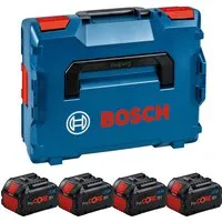 Bosch ProCORE 1600A02A2U Akku 18V 5,5Ah - Akkus für 18V Bosch Professional Geräte, 87% mehr Leistung als konventionelle Akkus, inkl. 4 Akkus und Transportkoffer für optimale Mobilität.