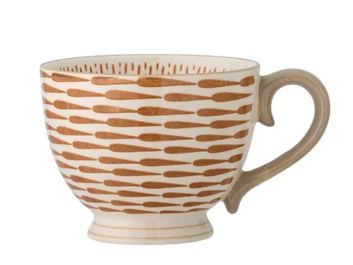 Bloomingville Becher MAPLE Orange Weiß 420 ml Kaffeebecher Keramik Tasse