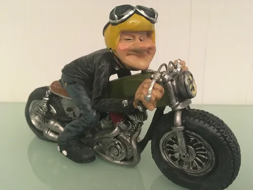 Motorradfahrer mit gelbem Helm, 841-2365 Männergeschenk cooles Präsent Oldtimer