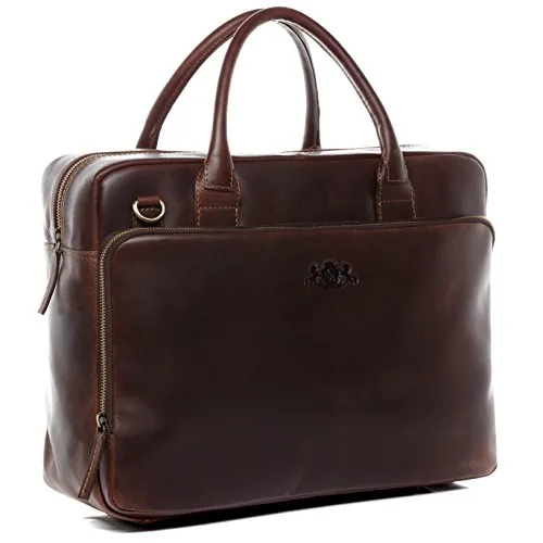 SID & VAIN große Laptoptasche aus echtem Leder - 15.4 Zoll Business-Tasche Ryan XXL - Elegante Laptoptasche aus hochwertigem Leder (40 x 30 x 12 cm) mit gepolstertem Laptopfach. Ideal für Büro und Reisen, bietet viel Platz und durchdachte Aufteilung für Laptop, iPad und Dokumente.