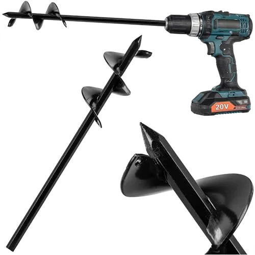 KADAX Erdbohrer 50mm für Bohrmaschine, Gartenbohrer, Erdlochbohrer für Akkuschrauber, Pflanzbohrer für Gartenarbeiten, Spiralbohrer zum Bohren von Erdlöchern